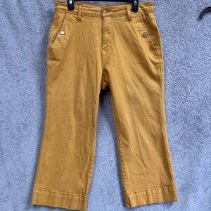 Judy Blue Mustard Yellow Cropped Pants Women's Size 14W Stretch Cotton Mid Rise